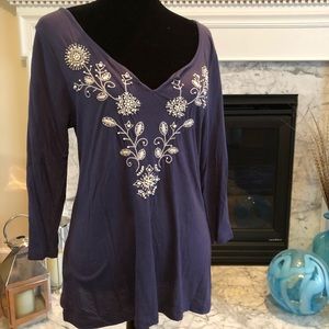 Old Navy Purple Beaded Floral Blouse